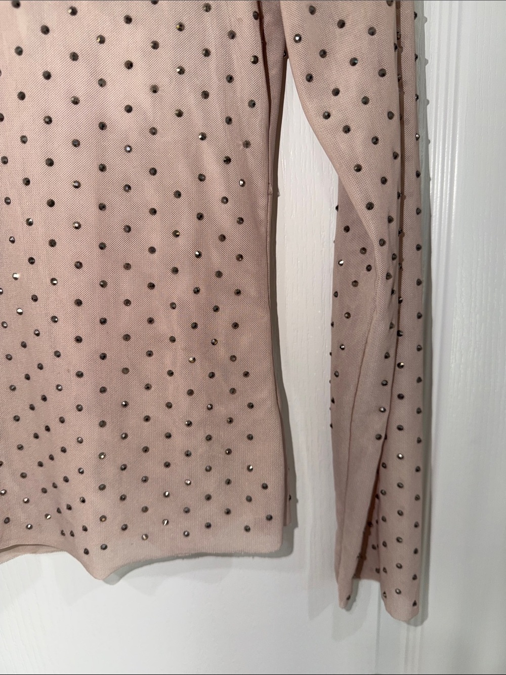 Ferne Boutique shine bright like a diamond tan Mock Neck Long Sleeve Top medium - Picture 2 of 5